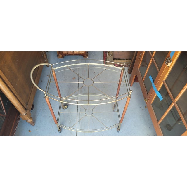 MCM Vintage 1950s Gold Tone Bar Cart For Sale - Image 4 of 8