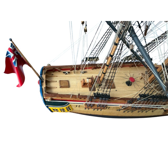 Alan Burghart Scale Model of HMS Rose 1757 Wooden Ship Display Case Handmade For Sale - Image 11 of 17