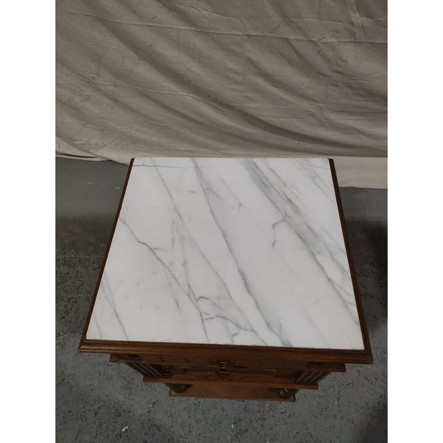 Pair of 19th Century French Louis XVI Marble-Top Chevet Bedside Cabinets, Circa 1880 For Sale - Image 16 of 18
