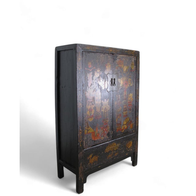 Chinese Hand Painted Antique Chinese Cabinet 2 For Sale - Image 3 of 12