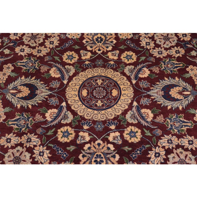 Shabby Chic Shabby Chic 1990's Agra Tabriz Pak-Persian Burgundy/Blue Wool Rug - 9'3'' X 13'2'' For Sale - Image 3 of 9