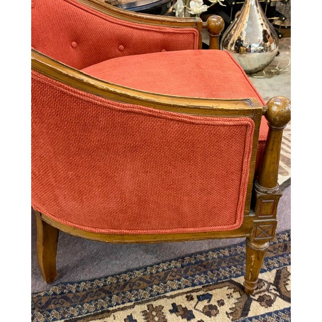 Mid Century French Bergere Club Chair in Cranberry Upholstery For Sale In New York - Image 6 of 8