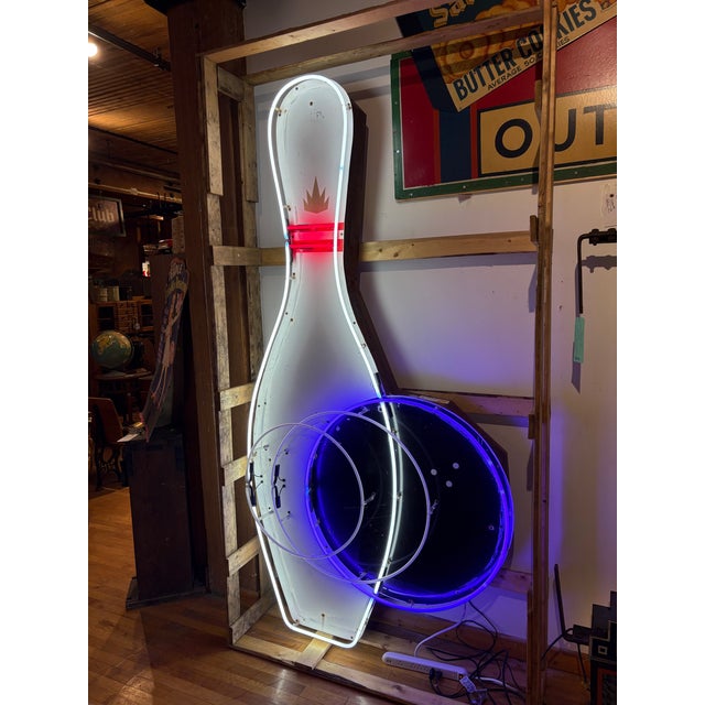 This is a monumental, museum-quality vintage bowling alley sign, fully operational. Super fun animated neon lighting that...