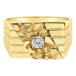 Solitaire Diamond Nugget Ring, Size 12 For Sale