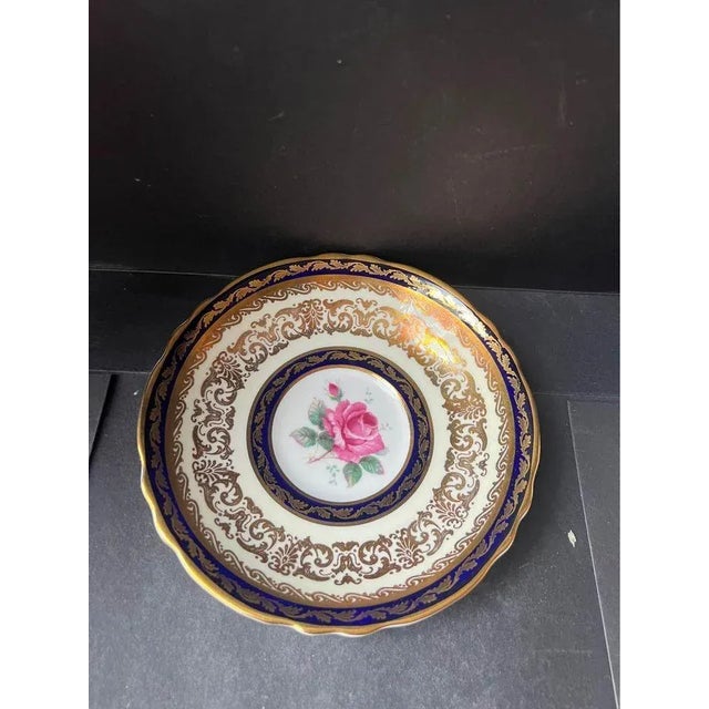 Ceramic 1950s Paragon Tea Cup & Saucer Cobalt Blue & Floral Gold Gilt Teacup Set, England- 2 Pieces For Sale - Image 7 of 13