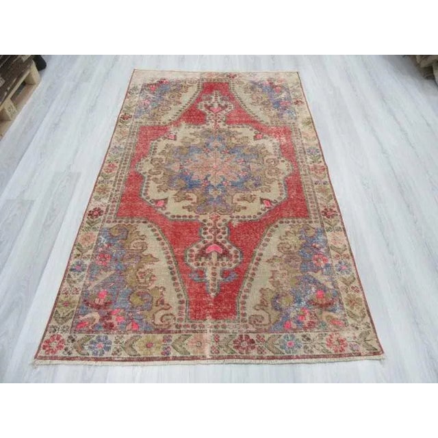 Traditional Distressed Turkish Konya Area Rug - 4′5″ × 7′4″ For Sale - Image 3 of 6