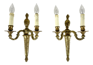 Mid-Century French Brass Wall Sconces, 1950s, Set of 2