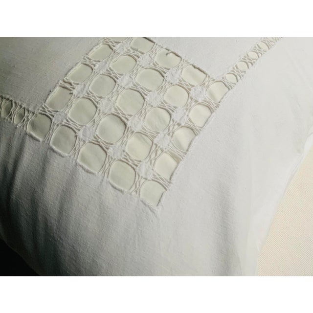 Antique French Linen Euro Style Pillow Covers, Pair c.1900 For Sale - Image 4 of 12