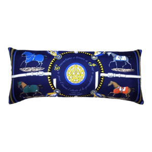 Hermes Couvertures Et Tenues Du Jour Blue Vintage Silk Scarf Lumbar Pillow