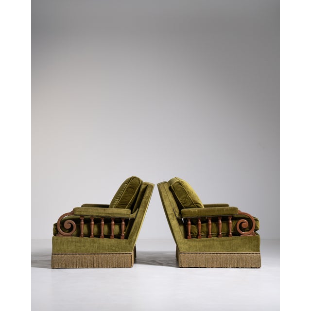 1940s Pair Of Danish Velvet Armchairs For Sale - Image 11 of 11