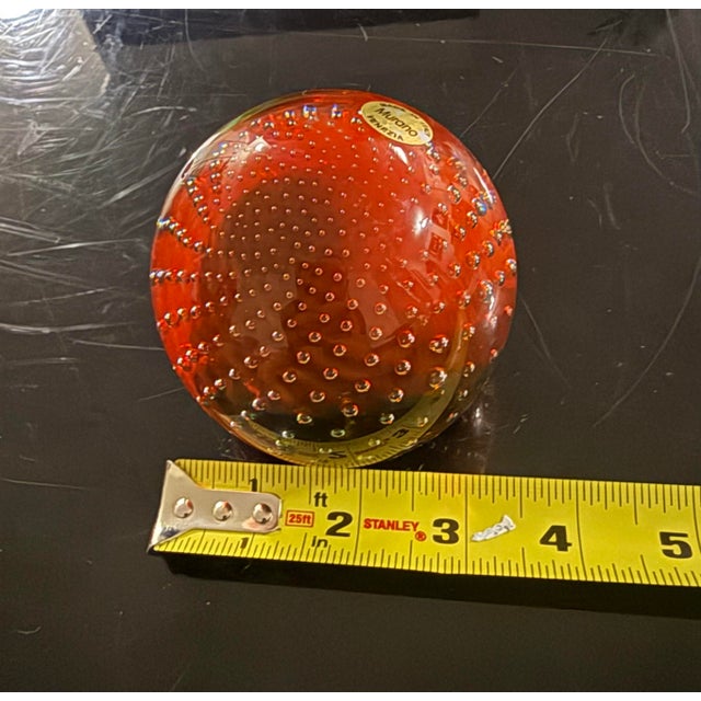1970s Murano Multi-Color Controlled Bubble Glass Paperweight With Sticker For Sale In Atlanta - Image 6 of 6