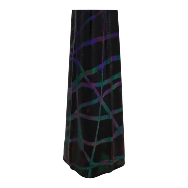Austrian Palme Konig Tapered Art Glass Vase With Iridescent Treading C1910 For Sale