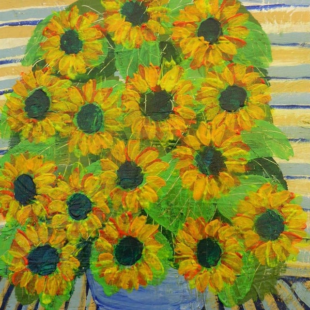 Royston du Maurier-Lebek, Yellow Daisies, Oil Painting on Canvas, Framed For Sale - Image 13 of 15