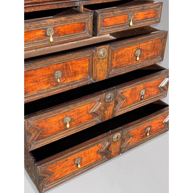 Antique Charles II Oak Geometric Chest of Drawers, 1680 For Sale - Image 6 of 13