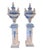 2000 - 2009 Pair of Vintage Monumental 79” Italian Blue & White Glazed Ceramic Lidded Urns on Pedestals For Sale - Image 5 of 12