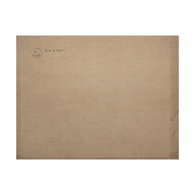 Abstract Fred Darge "Cow and Calf" Brown and White Abstract Impressionist Painting of Cows, Mid-20th Century For Sale - Image 3 of 11