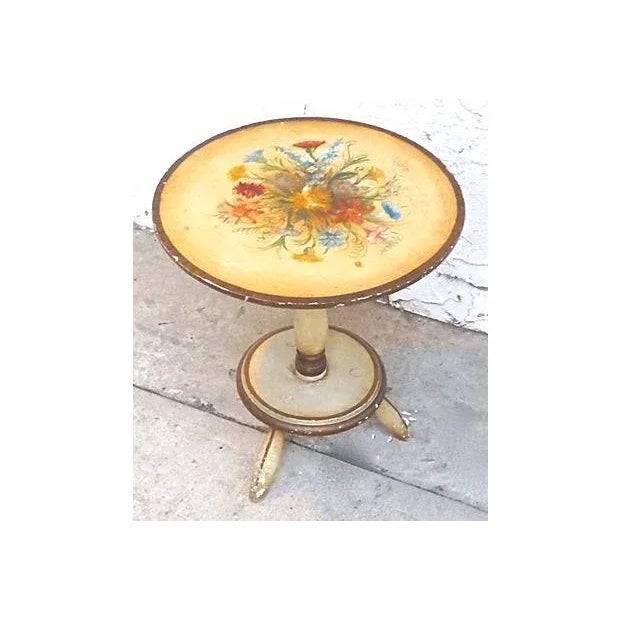 Vintage Italian Hand-Painted Floral Footstool For Sale - Image 4 of 5