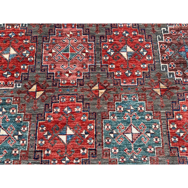 Shabby Chic Boho Chic Caucasian Kazak Wool Rug — Handmade Vintage Tribal Geometric Shabby Chic Area Carpet For Sale - Image 3 of 10