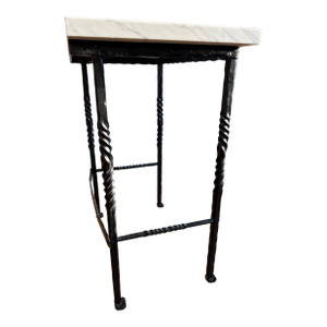 1960s Mediterranean Wrought Iron Marble Side / Occasional Table
