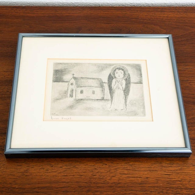 Paper Mid Century Modern Drypoint Etching George Constant Lone Angel Print Signed For Sale - Image 7 of 10