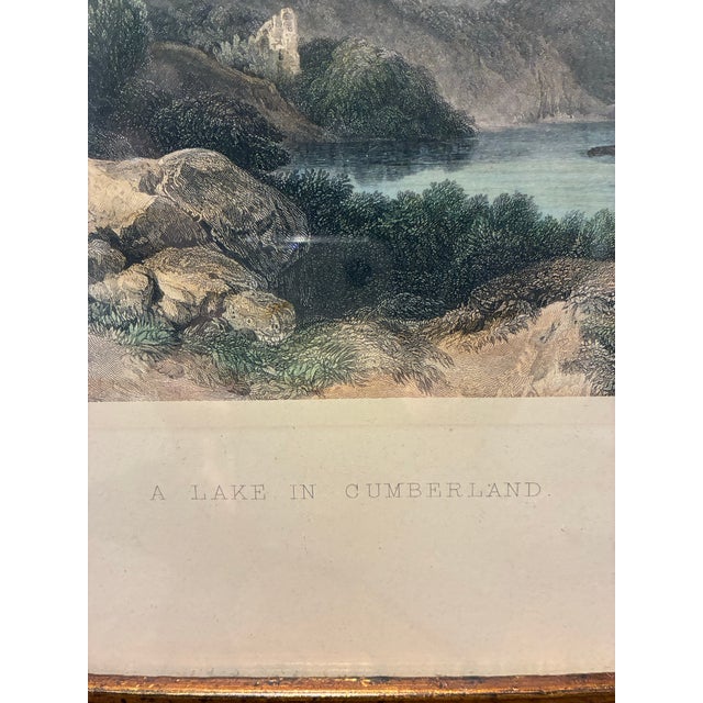Vintage “A Lake in Cumberland” After J. C. Loutherbourg Framed English Landscape Print For Sale - Image 4 of 7