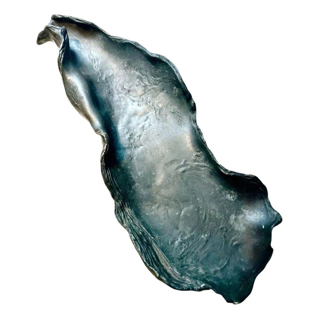 Late 19th Century French Art Nouveau Pewter Tray For Sale