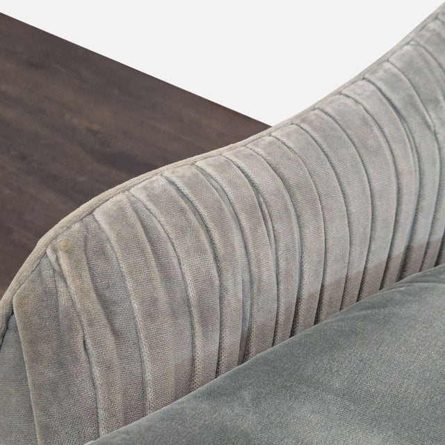 West Elm Roar & Rabbit Pleated Velvet Swivel Chair For Sale - Image 10 of 11