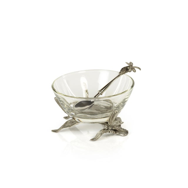 2020s Dragonfly on Stalk Pewter & Glass Bowl For Sale - Image 5 of 5