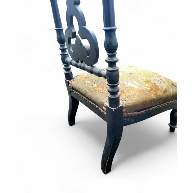 Antique French Prayer Chair with Carved Cross, 1880s For Sale - Image 14 of 16