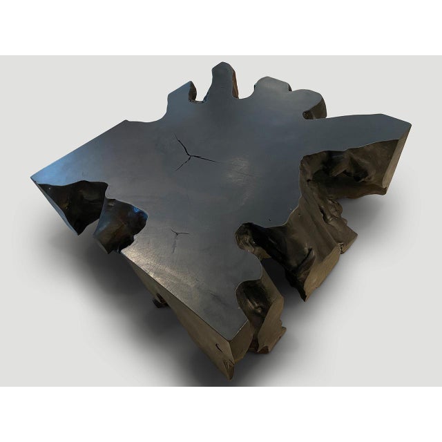 Andrianna Shamaris Impressive Charred Teak Wood Coffee Table or Console For Sale - Image 18 of 18