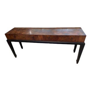 Vintage Hekman Burl and Black Console Table For Sale