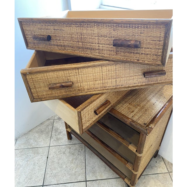 Vintage Rattan and Bamboo Cane Chest of 3 Drawers, 1970s For Sale - Image 12 of 15