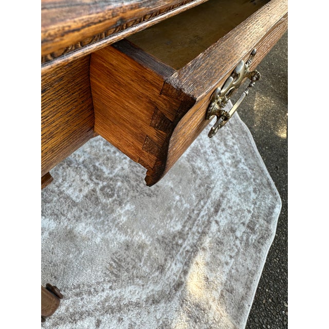 Antique Tiger Oak Library Table For Sale - Image 4 of 8