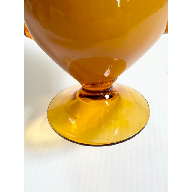 Glass Mid 20th Century Empoli Art Glass Swung Vase Honey Amber, Cristalleria Fratelli Betti For Sale - Image 7 of 12