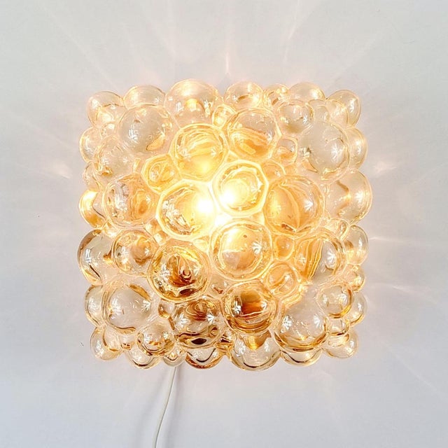 Metal Mid-Century Amber Bubble Glass Wall Light attributed to Helena Tynell for Limburg, Germany, 1970s For Sale - Image 7 of 11