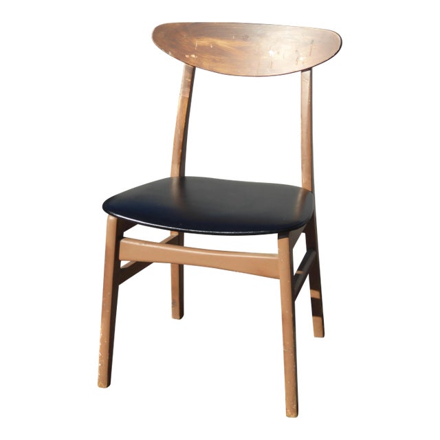 Vintage Mid Century Modern Black Accent Chair Computer Vanity Chair For Sale