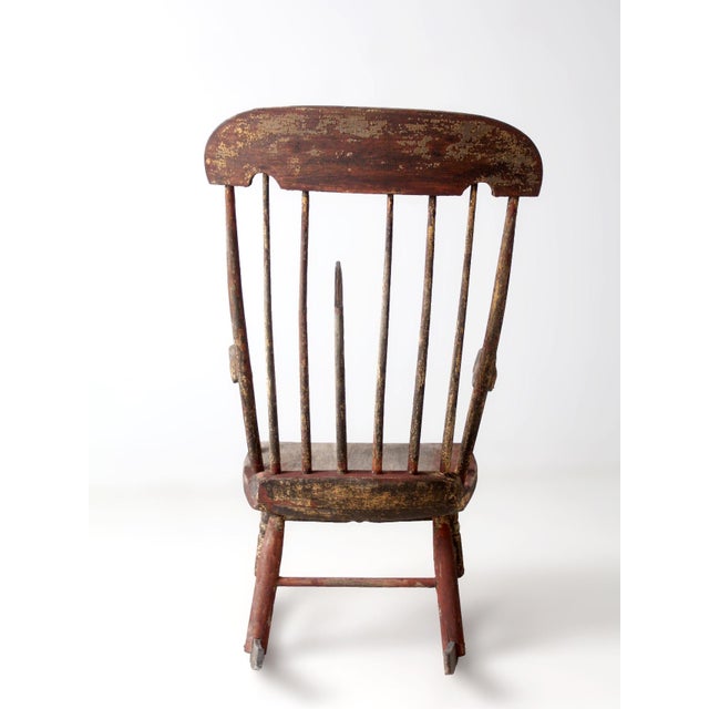 Brown Antique American Windsor Rocking Chair Primitive For Sale - Image 8 of 17