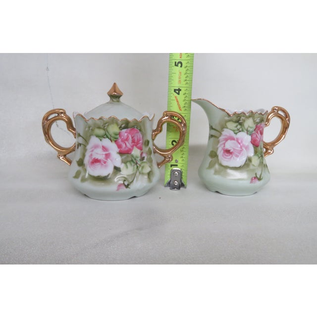 Ceramic Letson China Heritage Rose Floral Painted 11 Piece Tea Set 4409b For Sale - Image 7 of 12
