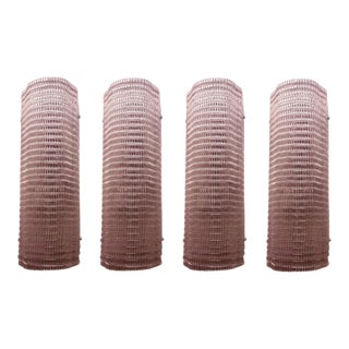 Diamanted Pink Rectangular Murano Glass Wall - Set of Four For Sale