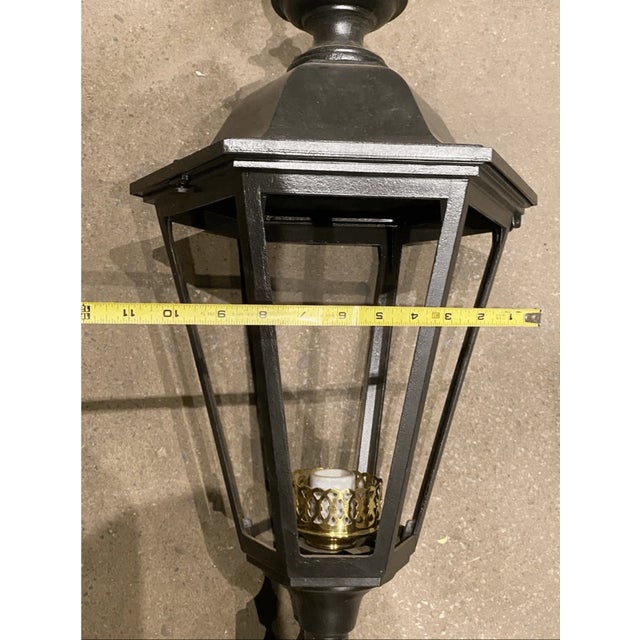 Black Vintage Classic Style Hexagon Outdoor Lantern Property Mark For Sale - Image 8 of 8