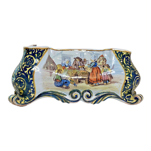 Antique French Faience Quimper Porquier Beau Jardiniere 19th Century