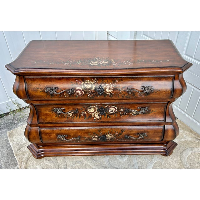 Ethan Allen Bombe Chest Tuscany Painted 3 Drawer Commode French Country Dresser For Sale - Image 12 of 13