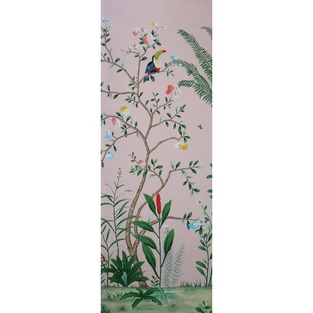 Not Yet Made - Made To Order Chinoiserie Pink Wallpaper Mural, Amazonia Forest on Special Florence Pink- Set of 6 For Sale - Image 5 of 17