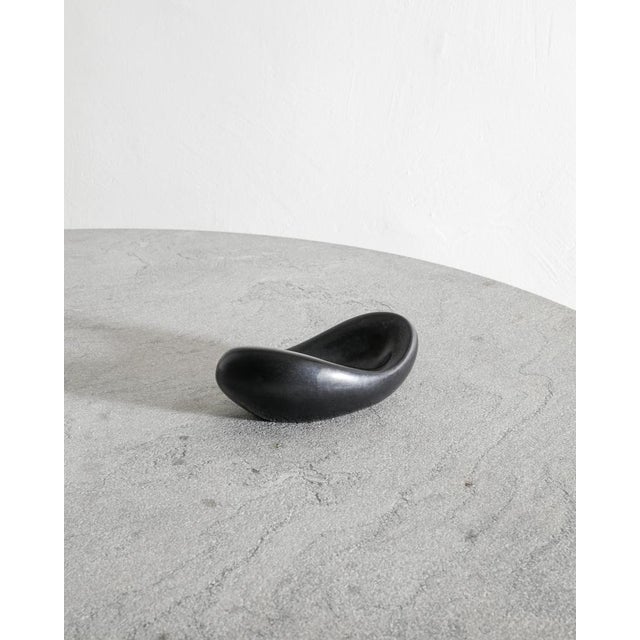 Mid Century French Sculptural Black Ceramic Banana Bowl by Georges Jouve, 1950s For Sale - Image 3 of 6