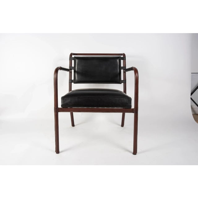 Black Leather Armchair by Jacques Adnet, 1950s For Sale - Image 8 of 11