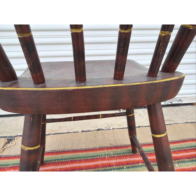 Antique Paint Decorated Pennsylvania Kitchen Windsor Side Chair, Circa 1850's For Sale - Image 16 of 18
