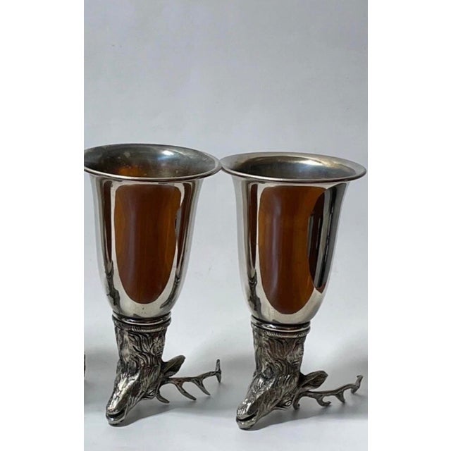 Silver 1970's Gucci Stag Silver-Plated Large Stirrup Cup Goblets - Set of 2 For Sale - Image 8 of 8