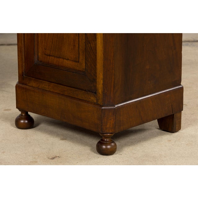 Antique French Louis Philippe Style Walnut Nightstands W/ Carrara Marble - A Pair For Sale - Image 13 of 18