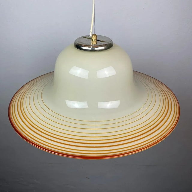 Mid-Century Beige Murano Glass Pendant Lamp from De Majo, Venice, Italy, 1970s For Sale - Image 6 of 11