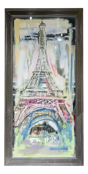 Large Mirror with the Eiffel Tower, 2024, Painted Mirror Glass